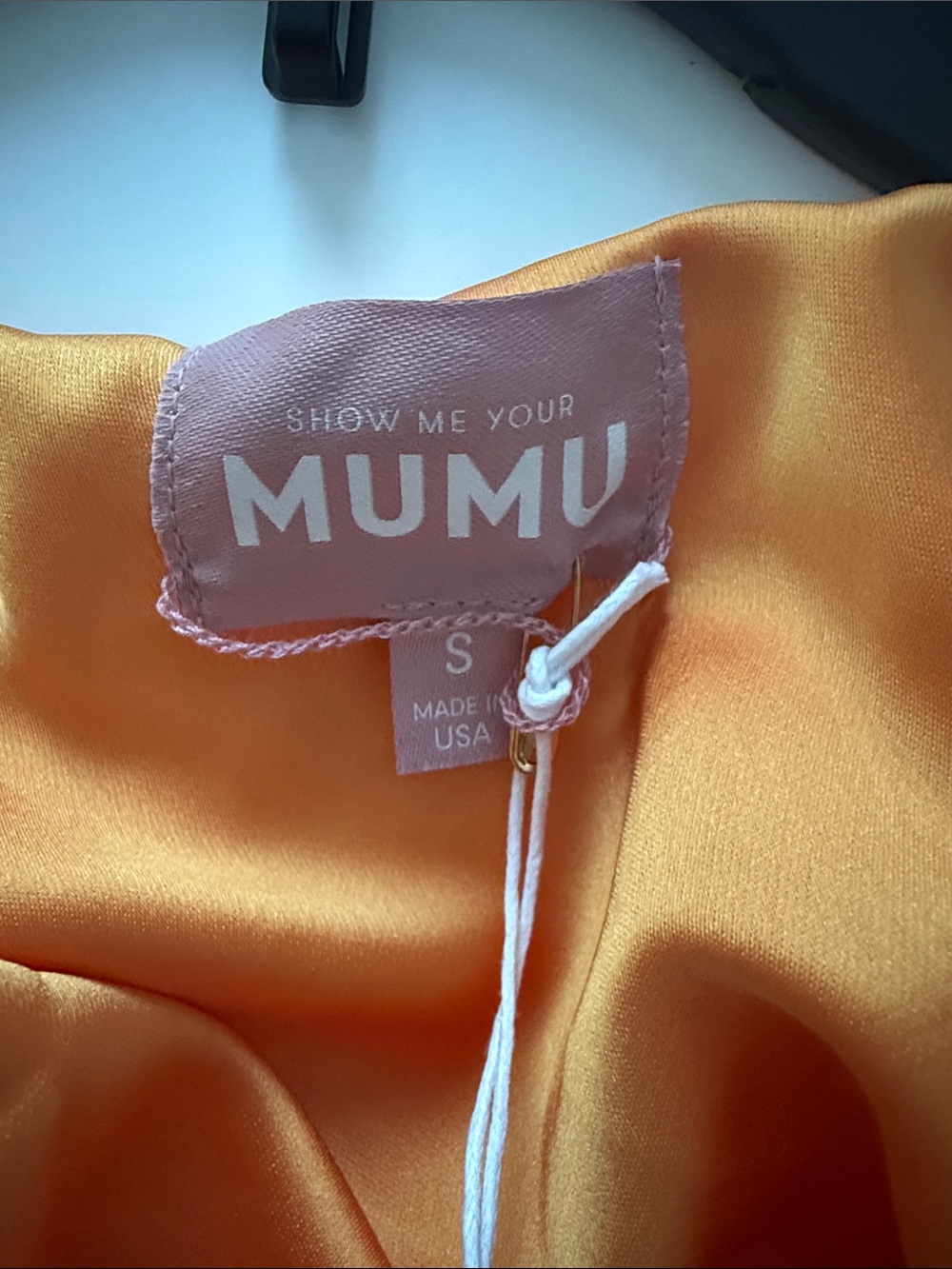 Show Me Your MuMu One-Shoulder Satin Gown in Burnt Orange - Picture 4 of 5